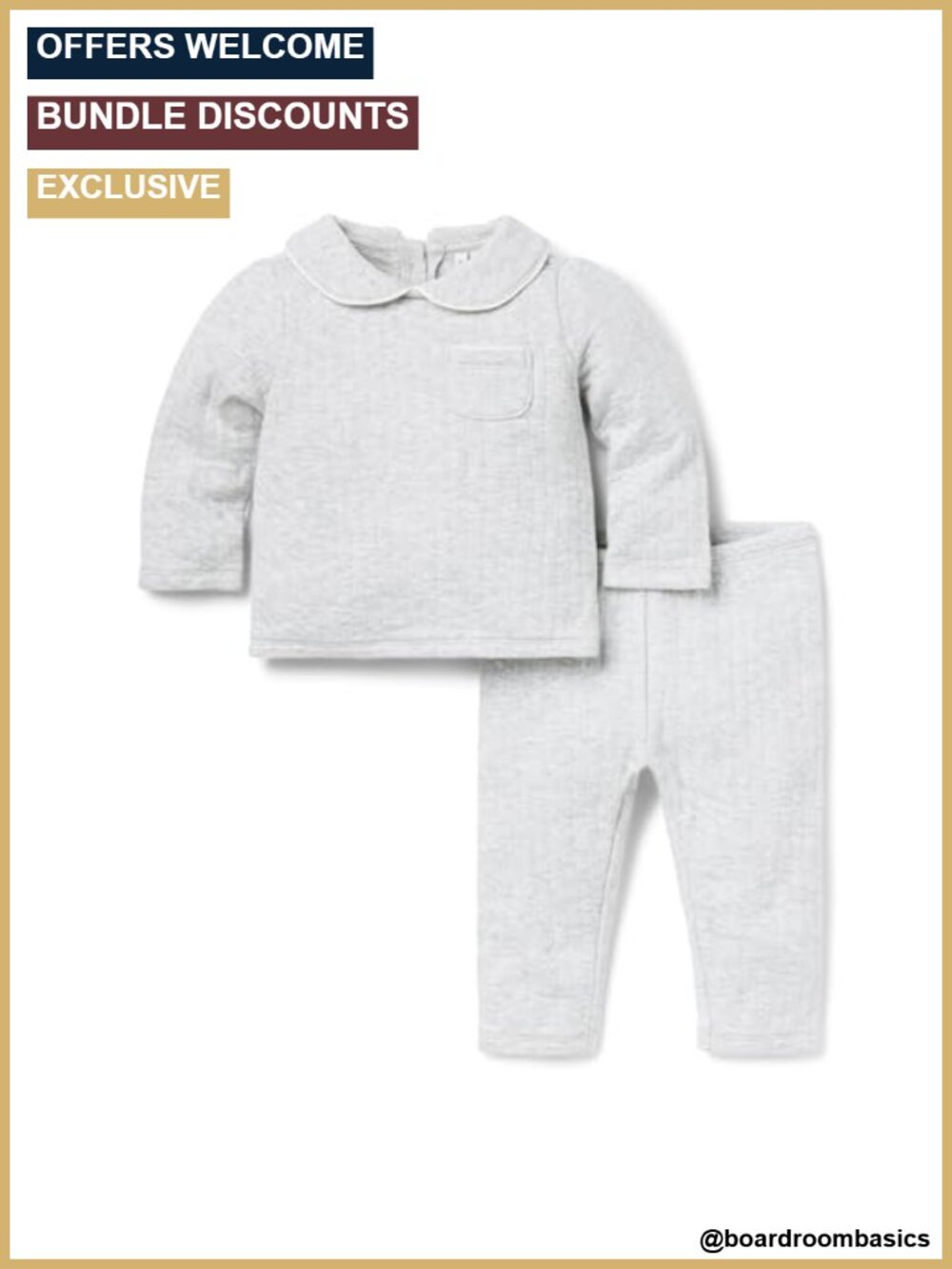 Janie and Jack Baby Quilted Matching Set Long Sleeve Button Back 2-Piece